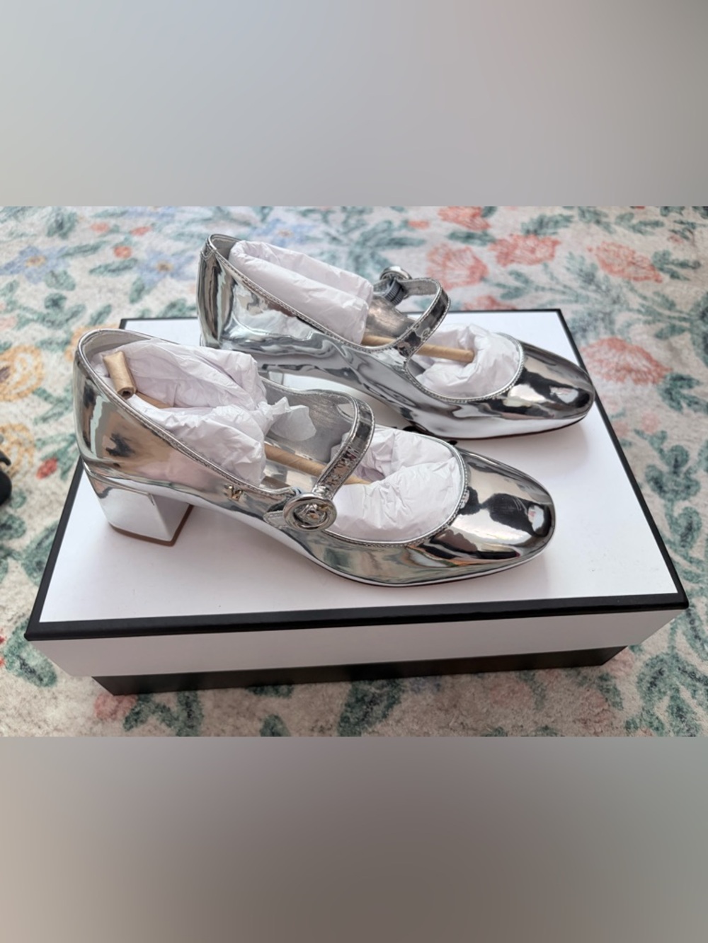Larroude Blair Block Heel - Mirrored